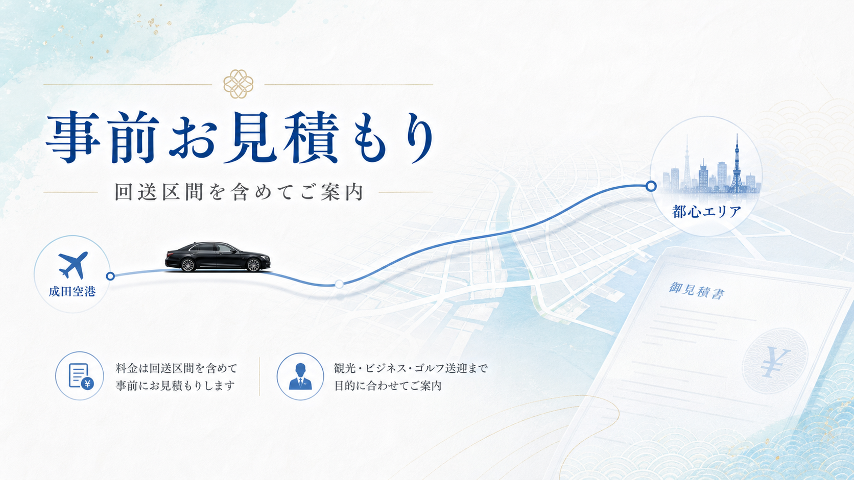 成田空港から都心までの事前見積もりを表す料金イメージ